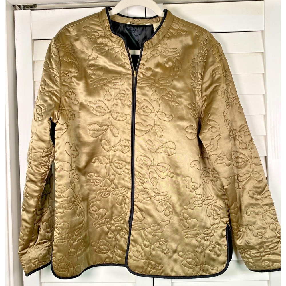 French Laundry Women's 100% Silk Gold/Bronze Jacket Art, Artisan, Luxe | Large